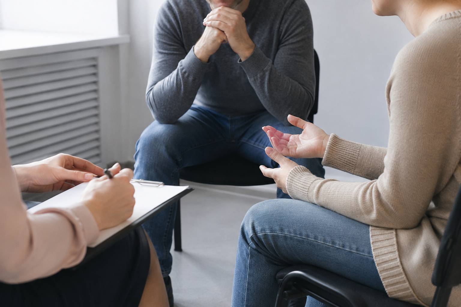 Психолог проводит сеанс ресоциализации зависимых